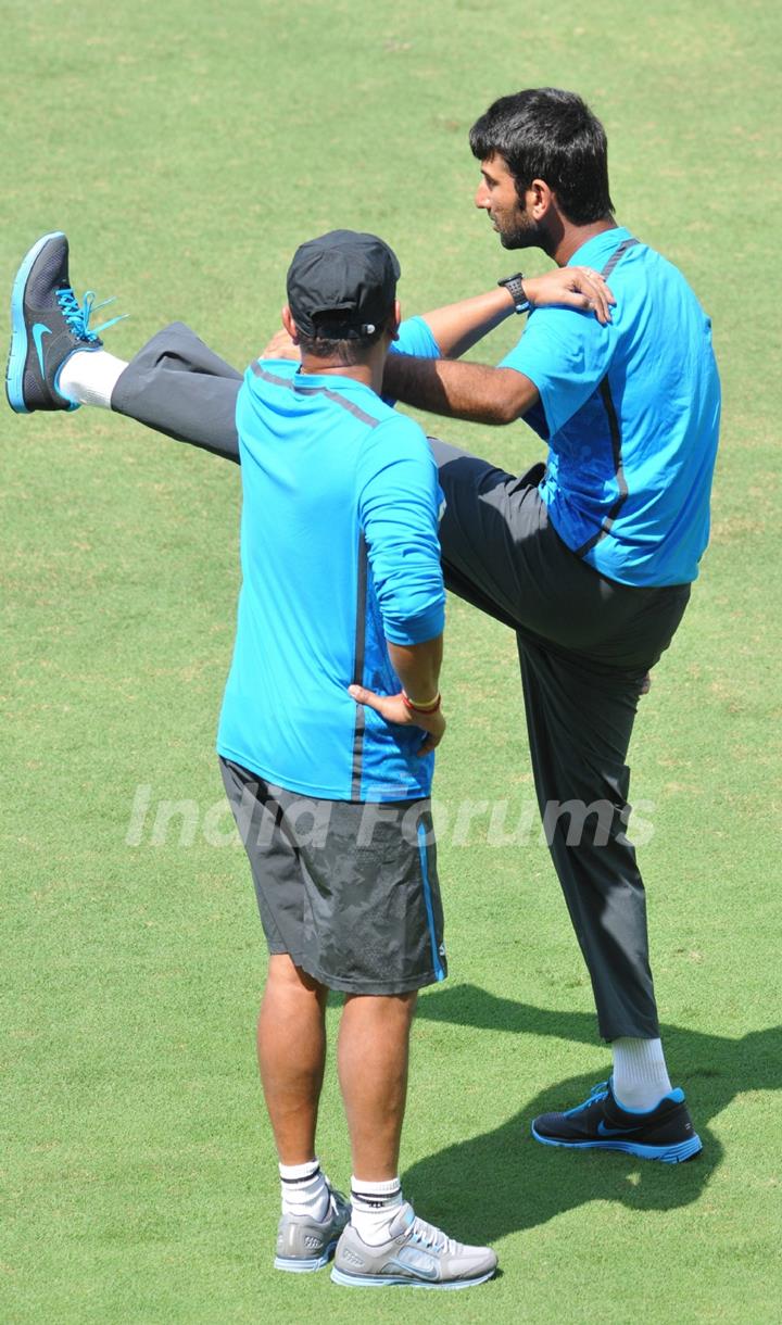 Indian cricket team at a practice session before the second cricket Test match in Hyderabad on March 1, 2013.