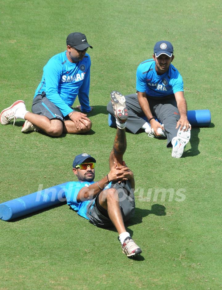 Indian cricket team at a practice session before the second cricket Test match in Hyderabad on March 1, 2013.