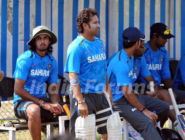 Indian cricket team at a practice session before the second cricket Test match in Hyderabad on March 1, 2013.