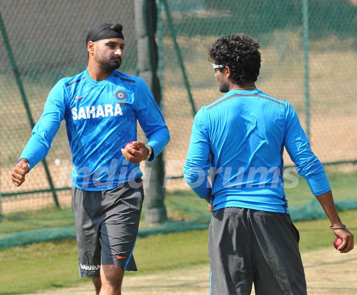 Indian cricket team at a practice session before the second cricket Test match in Hyderabad on March 1, 2013.