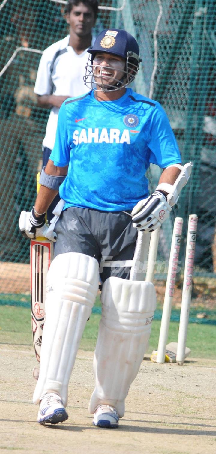 Indian cricket team at a practice session before the second cricket Test match in Hyderabad on March 1, 2013.