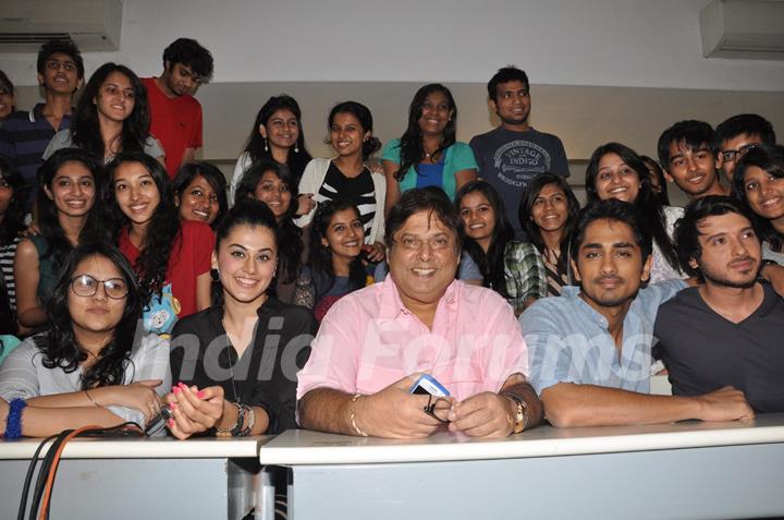 Tapsee Pannu, David Dhawan, Siddharth Narayan and Divyendu Sharma at Film Chashme Baddoor Promotion