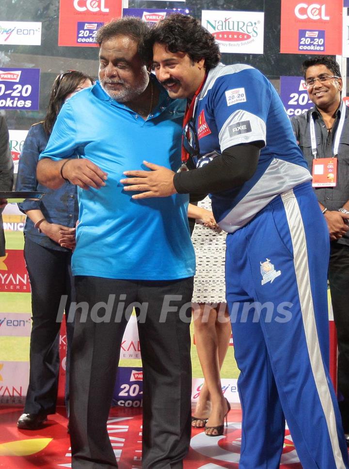 Celebrity Cricket League 2013 (CCL) Finals between Karnataka Bulldozers vs Telugu Warriors at the Chinnaswamy Stadium in Bengaluru