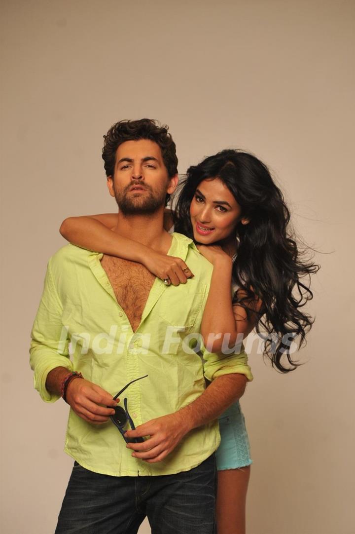 Bollywood Actors Neil Nitin Mukesh with Sonal Chauhan pose during the photo soot promotion of  Film 3G