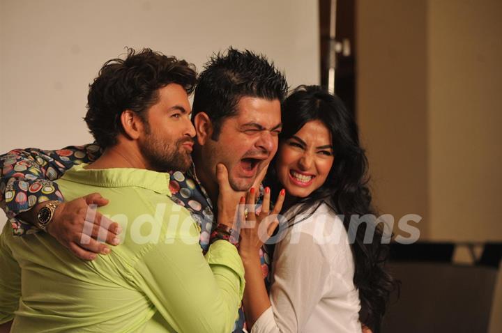 Bollywood Actors Neil Nitin Mukesh with Sonal Chauhan pose during the photo soot promotion of  Film 3G