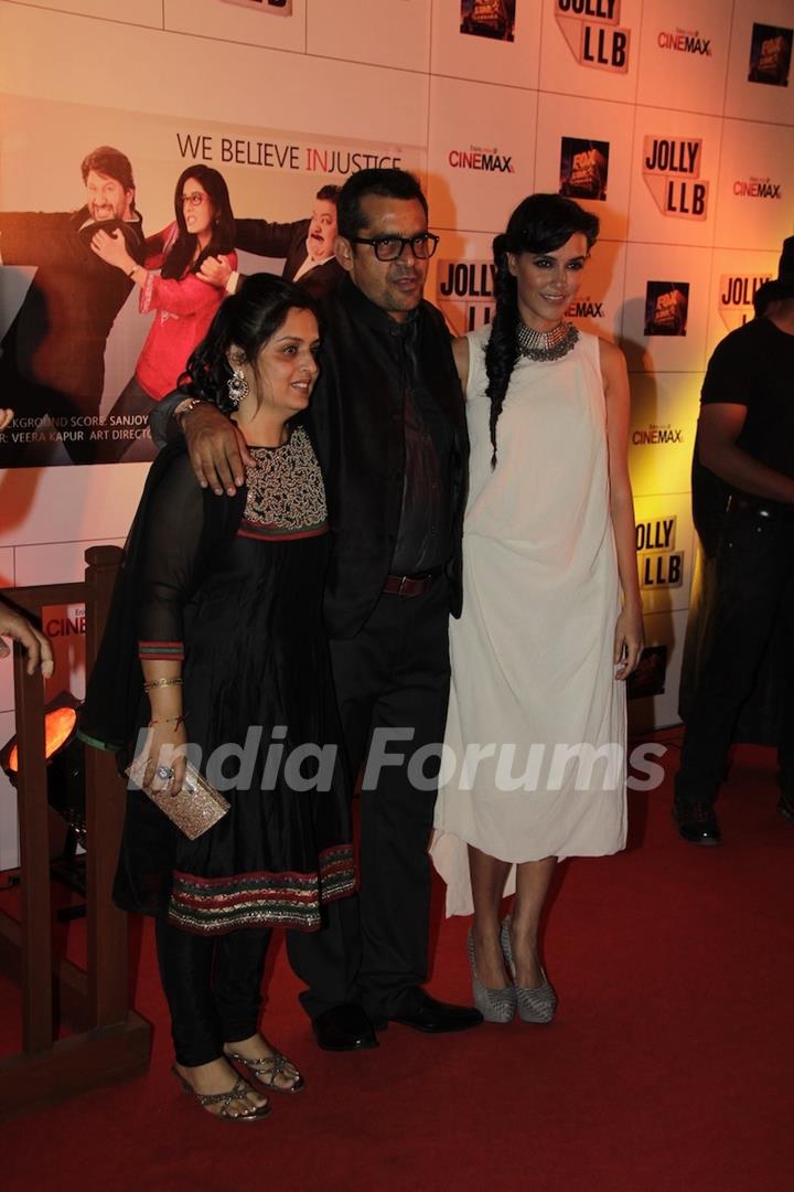 Subhash Kapoor, Neha Dhupia at Premiere of movie Jolly LLB