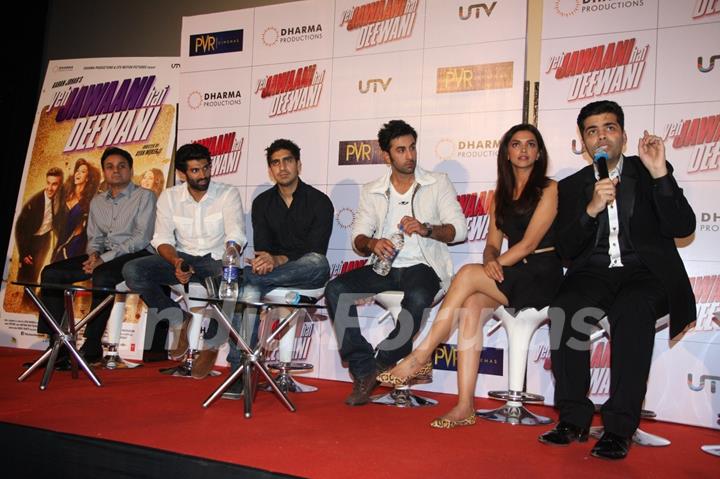 Aditya Roy Kapoor, Ayan, Ranbir, Deepika, Karan Johar at Yeh Jawaani Hai Deewani first look launch