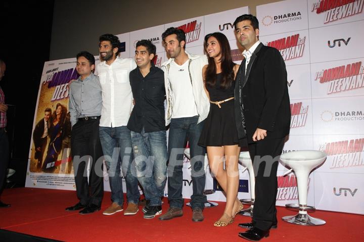 Aditya Roy Kapoor, Ayan, Ranbir, Deepika, Karan Johar at Yeh Jawaani Hai Deewani first look launch