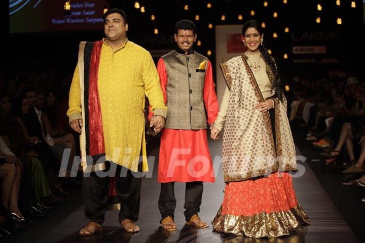 Celebs walk the ramp for Swades Foundation show by Vikram Phadnis at LFW