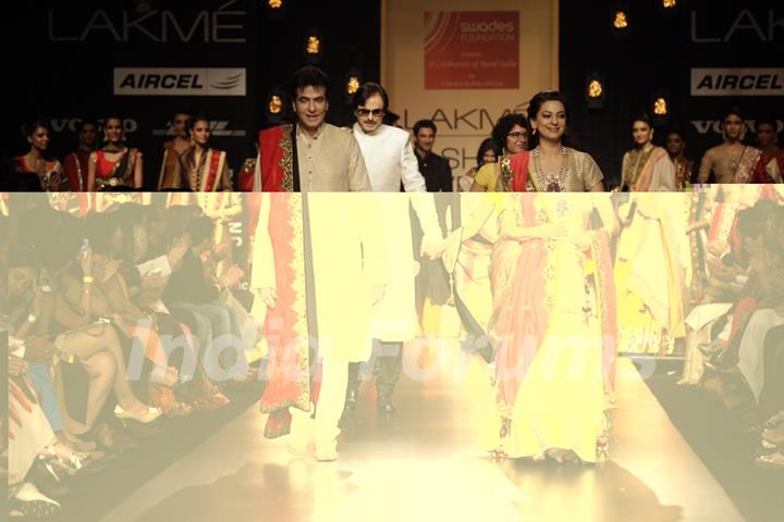 Celebs walk the ramp for Swades Foundation show by Vikram Phadnis at LFW