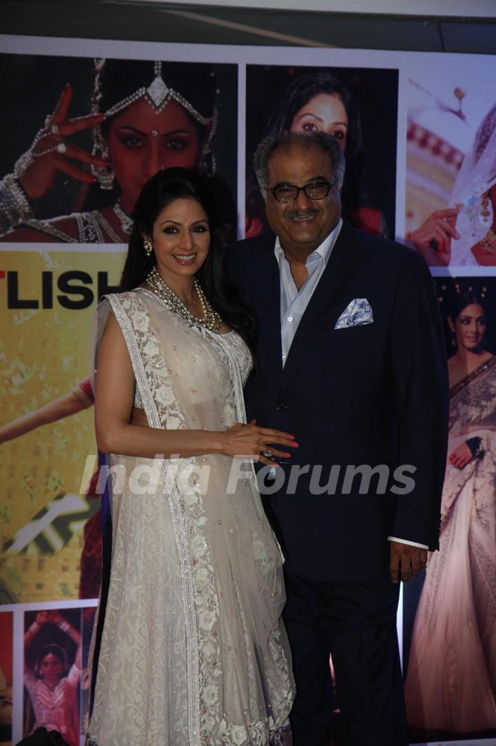 Sridevi with husband Boney Kapoor at Sahara Pariwar Bash For Padma Shri Sridevi