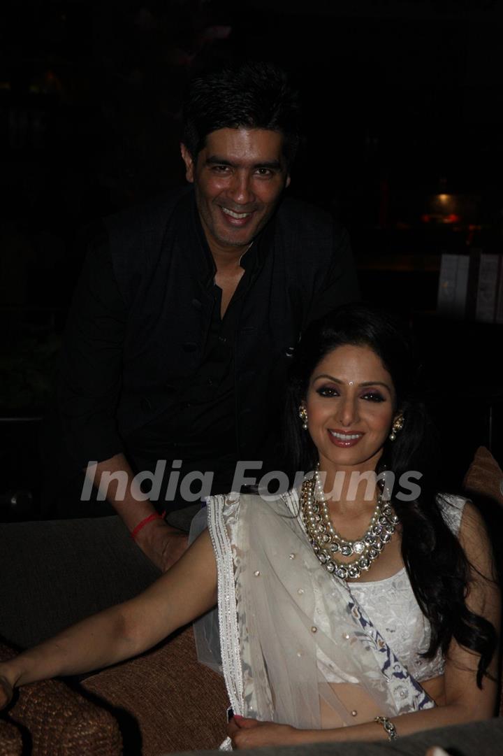 Sridevi with Manish Malhotra at Sahara Pariwar Bash For Padma Shri Sridevi