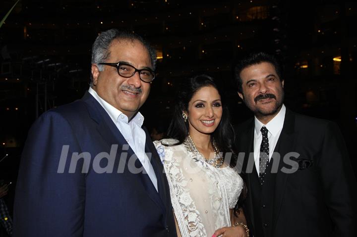 Boney Kapoor, Sridevi and Anil Kapoor at Sahara Pariwar Bash For Padma Shri Sridevi