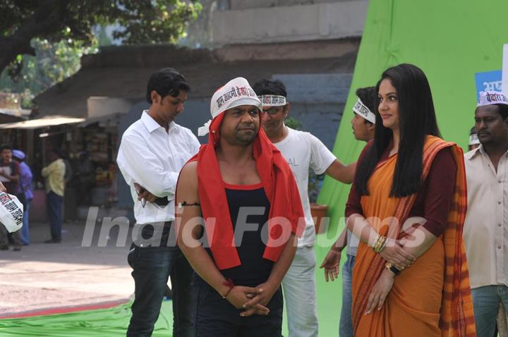 Rajpal Yadav and Gracy Singh at Mahurat of Janta Vs Janardhan-Bechara Aam Aadmi