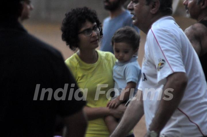 Aamir Khan playing football with his family