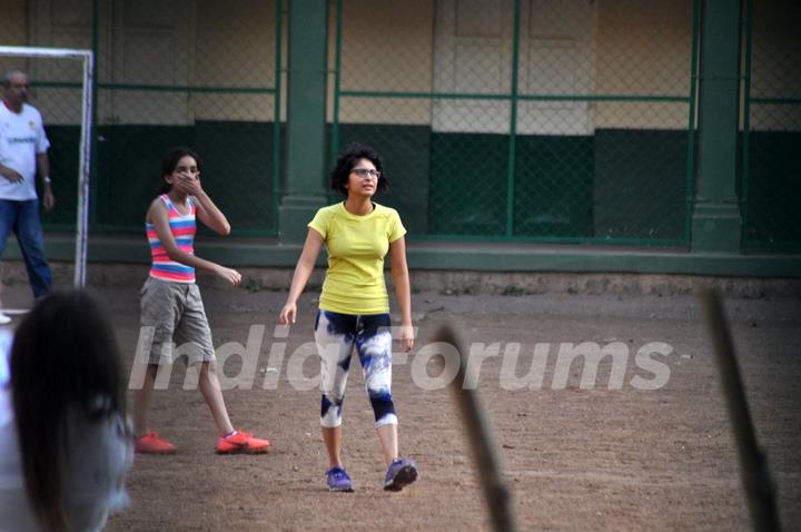 Aamir Khan playing football with his family