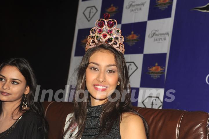 Miss India 2013 Navneet Kaur Dhillon walks for designer Shivangee Sharma at Rajasthan Fashion Week