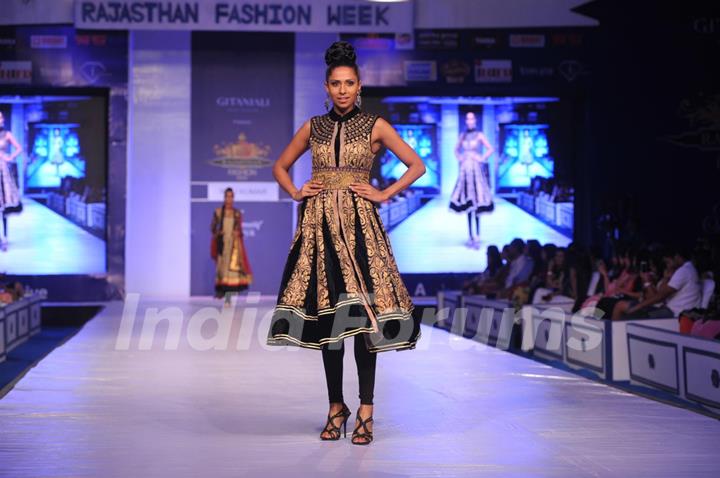 Designer Ritu Kumar during a fashion show at the Rajasthan Fashion Week