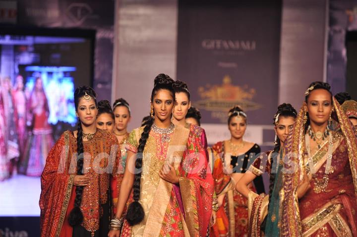 Designer Ritu Kumar during a fashion show at the Rajasthan Fashion Week