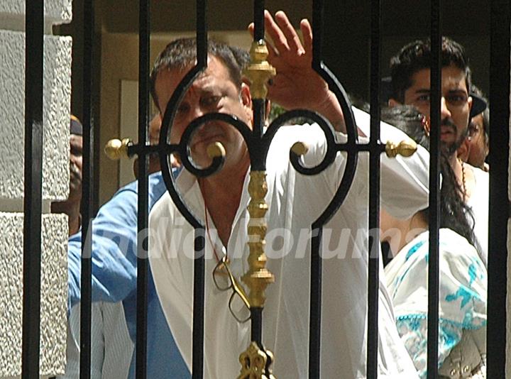 Sanjay Dutt before surrender to court outside his residence Imperial height