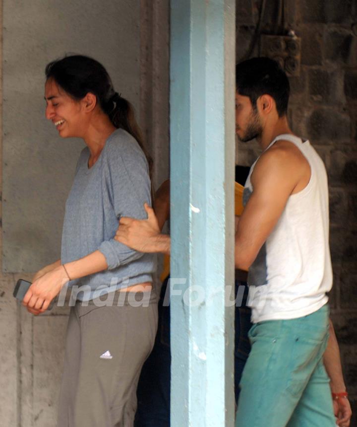 Family members of Bollywood actor Jiah Khan waiting at the hospital to receive her body in Mumbai