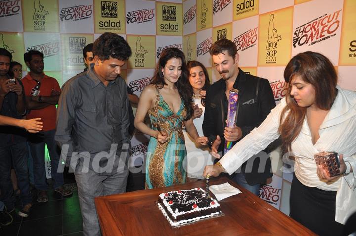 Neil, Ameesha Patel & Susi Ganesh at Amisha Patel Birthday Party and Film Shortcut Romeo promotion