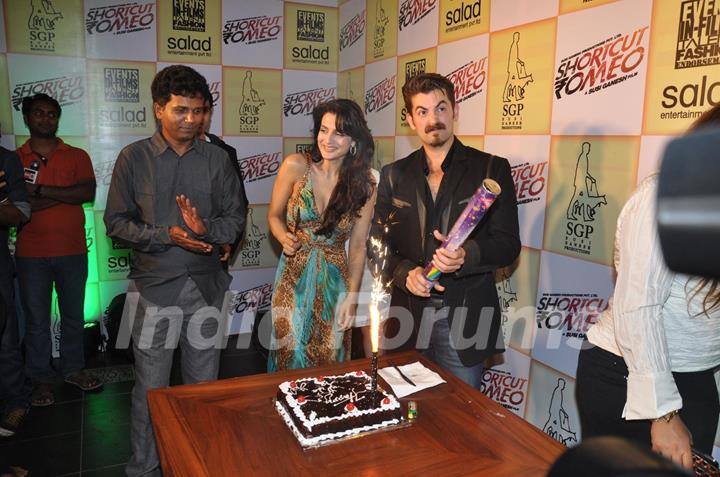 Neil, Ameesha Patel & Susi Ganesh at Amisha Patel Birthday Party and Film Shortcut Romeo promotion