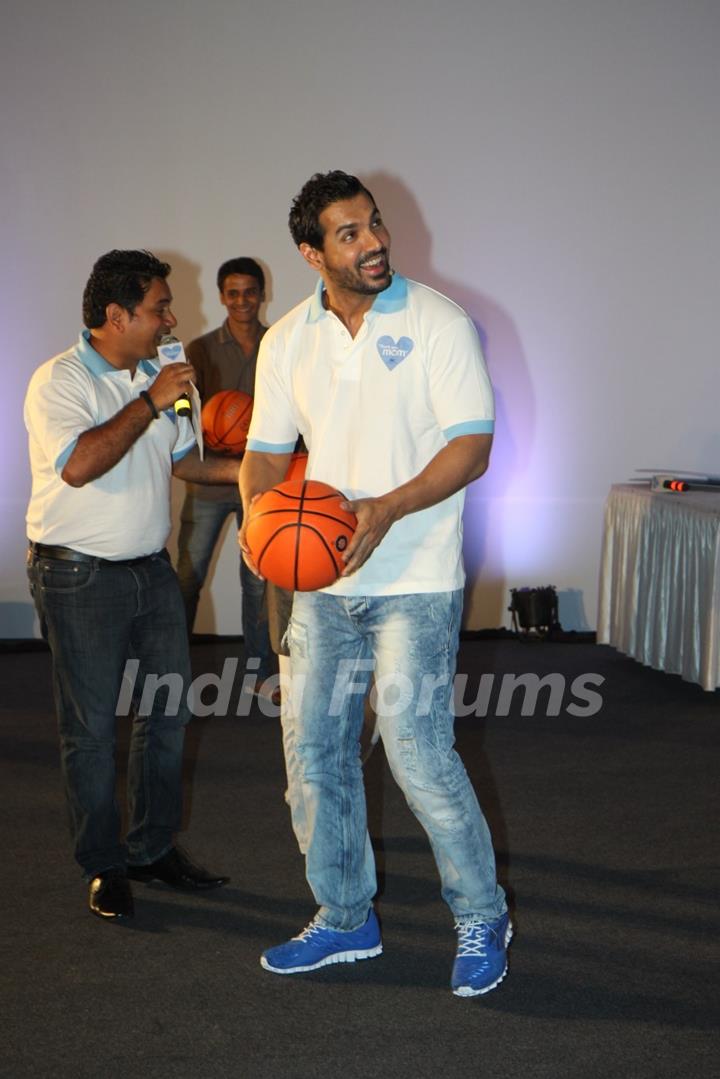 John Abraham with his mother Firoza Irani at P&G initiative THANK YOU MOM at Mehboob Studios in Bandra, Mumbai