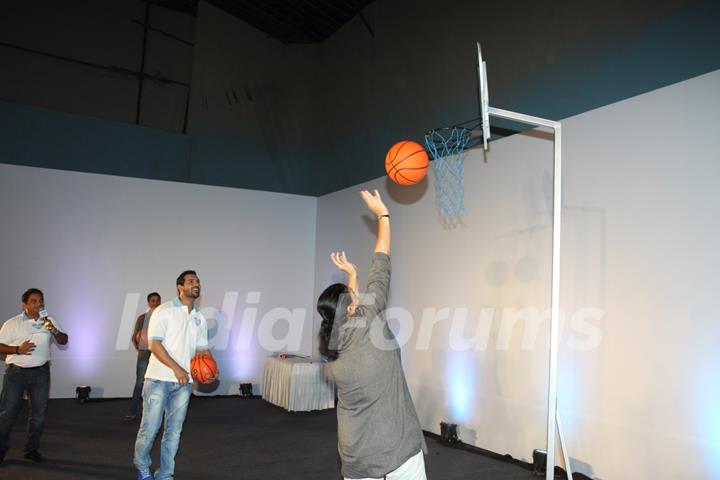 John Abraham with his mother Firoza Irani at P&G initiative THANK YOU MOM at Mehboob Studios in Bandra, Mumbai