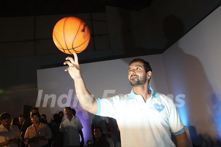 John Abraham with his mother Firoza Irani at P&G initiative THANK YOU MOM at Mehboob Studios in Bandra, Mumbai