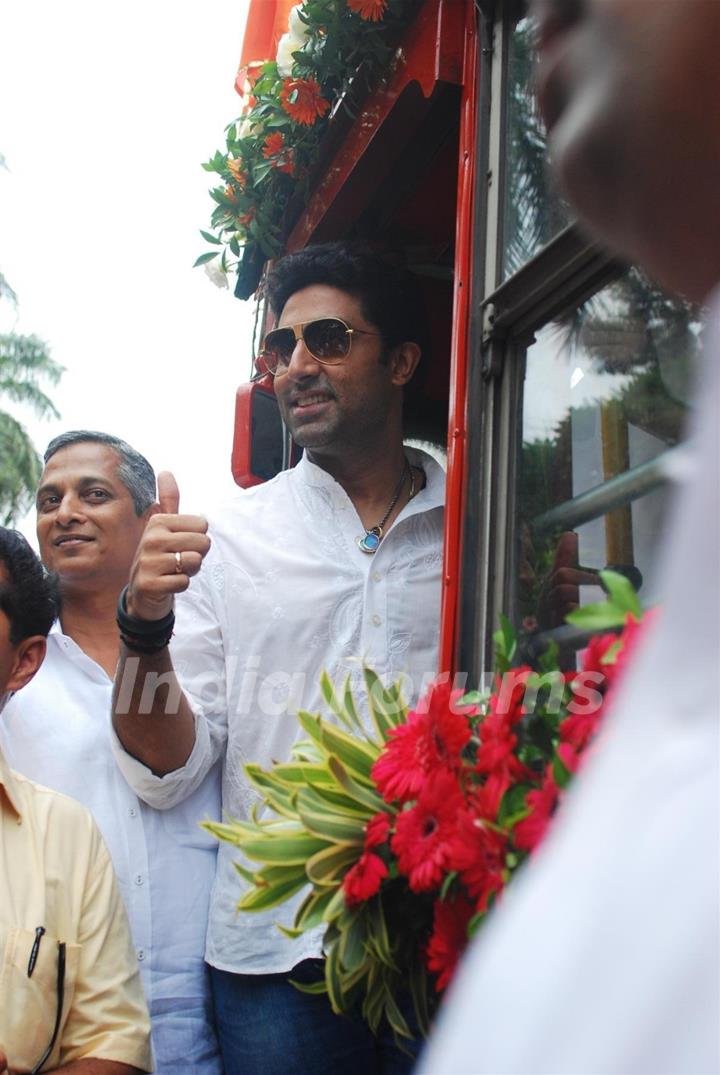 Abhishek Bachchan at Flag off ceremony of BEST’s new special busses