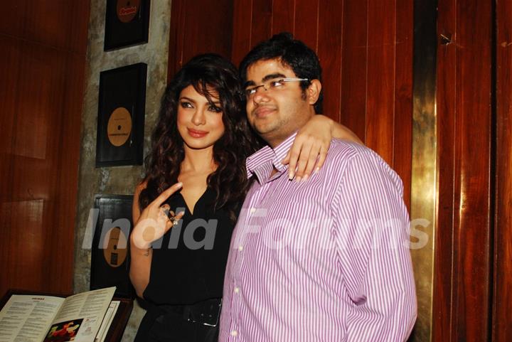 Priyanka Chopra posed with her friend during the launch video songs of Exotic featuring pitbull