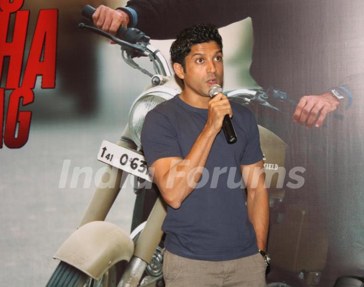 Farhan Akhtar during a contest that was held by Royal Enfield at Gurgaon