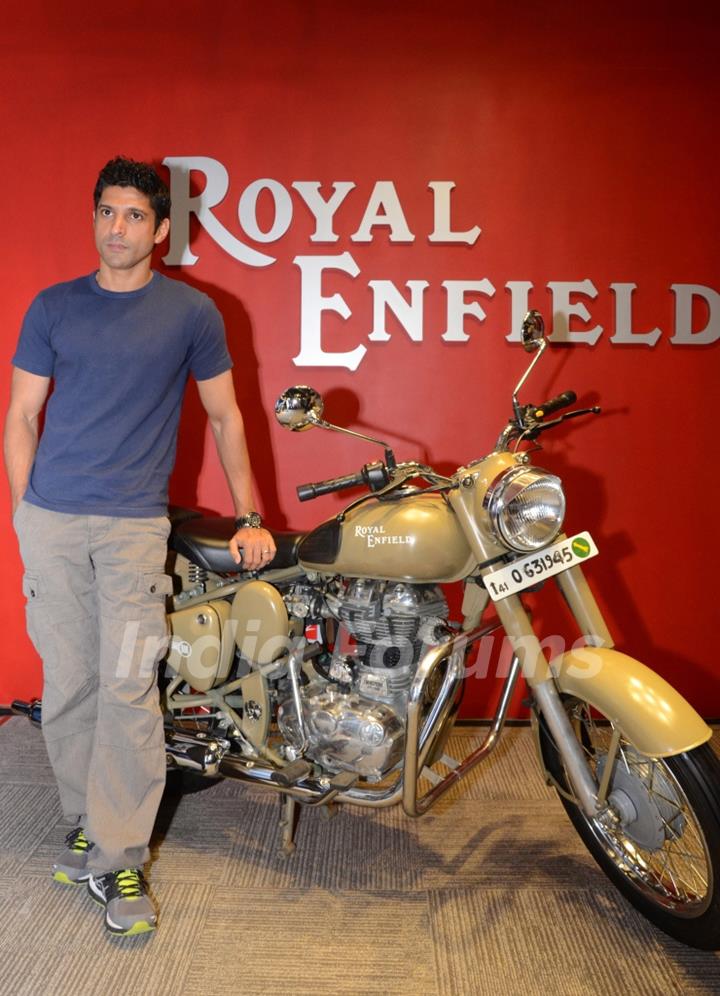 Farhan Akhtar during a contest that was held by Royal Enfield at Gurgaon