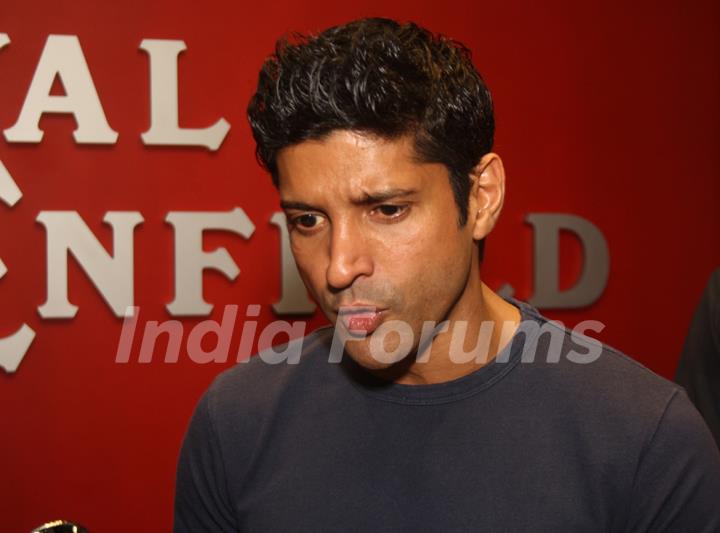 Farhan Akhtar during a contest that was held by Royal Enfield at Gurgaon