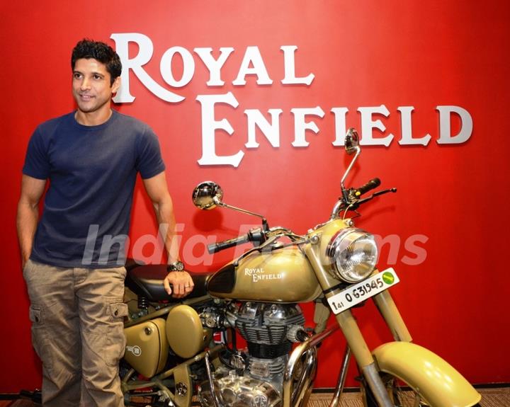 Farhan Akhtar during a contest that was held by Royal Enfield at Gurgaon