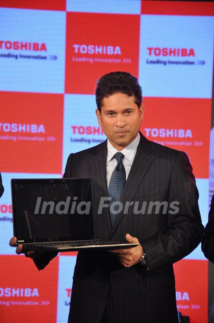 Sachin Tendulkar during the launch of Toshiba 2013