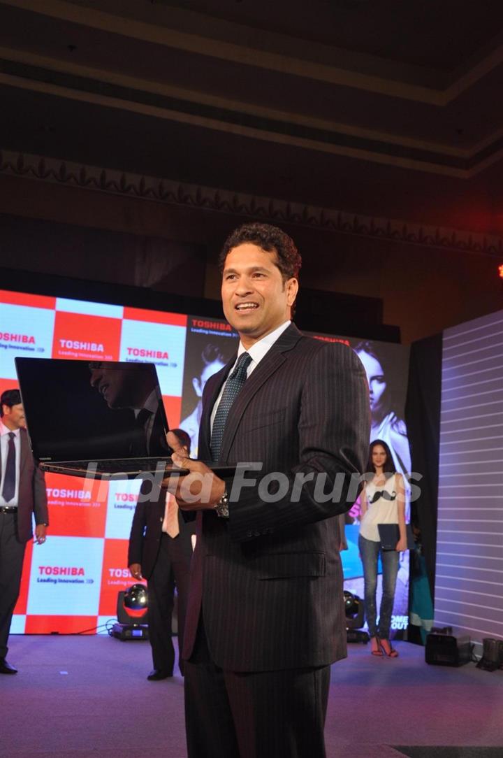 Sachin Tendulkar during the launch of Toshiba 2013