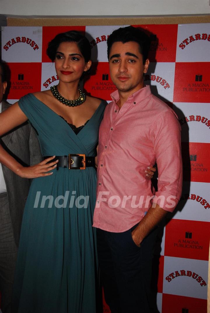 Imran Khan and Sonam Kapoor during the unveiling magazine of Stardust cover