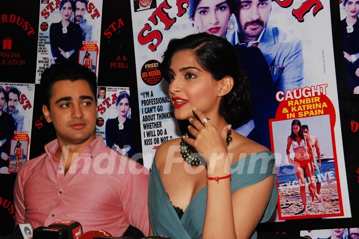 Imran Khan and Sonam Kapoor during the unveiling magazine of Stardust cover