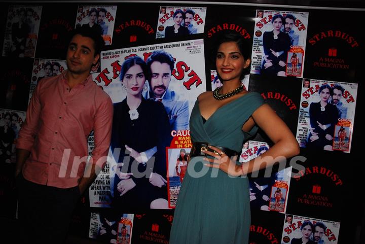 Imran Khan and Sonam Kapoor during the unveiling magazine of Stardust cover