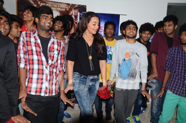 Sonakshi Sinha with India's Dancing Superstar contestant Loyola Dream team