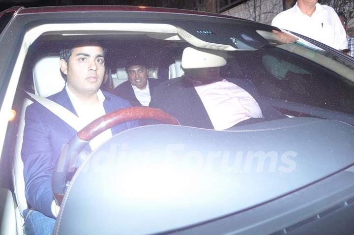 Akash Ambani, Mukesh Ambani and Anant Ambani arrives at Shahrukh Khan's Grand Eid Party at Mannat