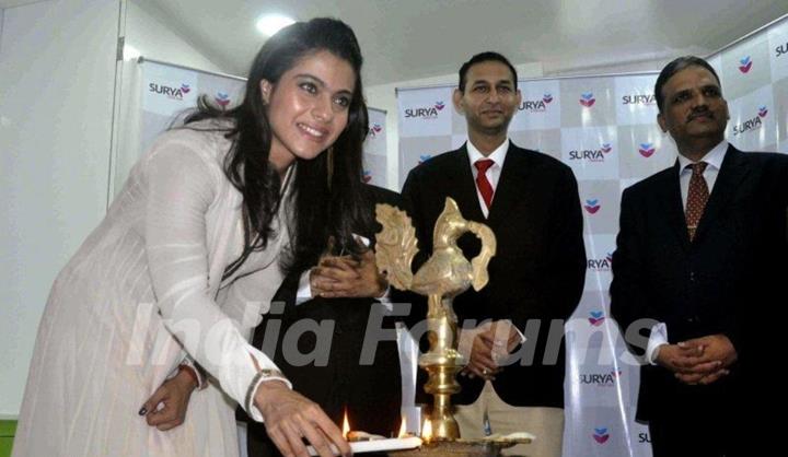 Kajol lights the lamp  at the inaugural of Neonatal Intensive Care Unit