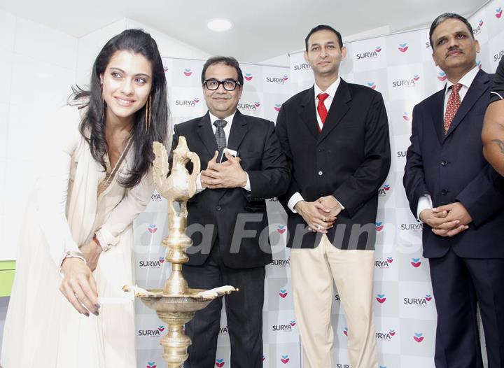 Kajol lights the lamp at the launch of NICU at Surya Child Care Hospital