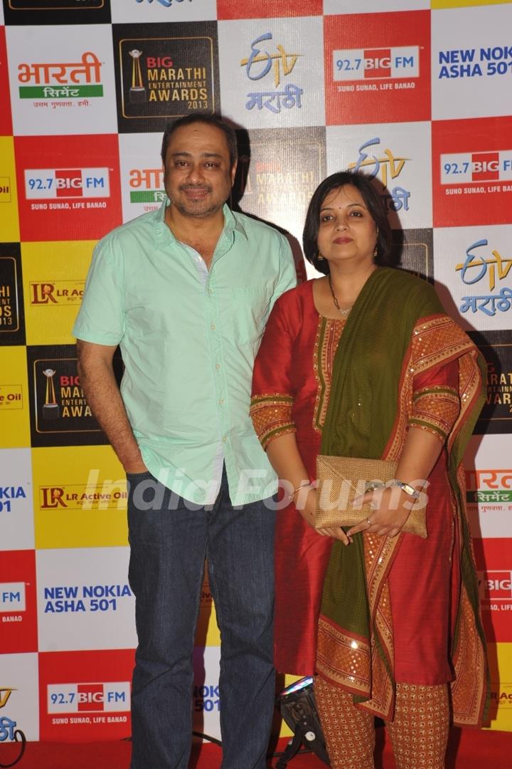 Sachin Khadekar with Wife at BIG Marathi Entertainment Awards