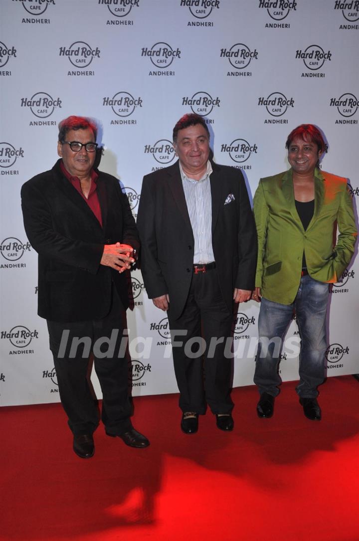 Subhas Ghai, Rishi Kapoor and Sukhwinder Singh at the Hard Rock Cafe Launch in Andheri