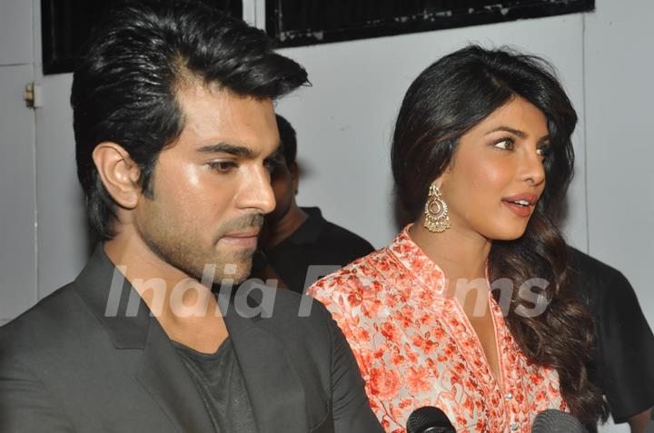 Ram Charan and Priyanka Chopra were seen at their film, Zanjeer's promotions