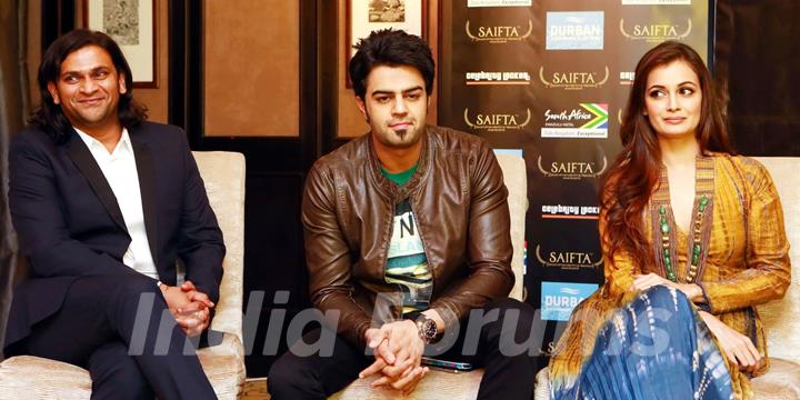 Manish Paul and Dia Mirza at the Pre SAIFTA Press Conference