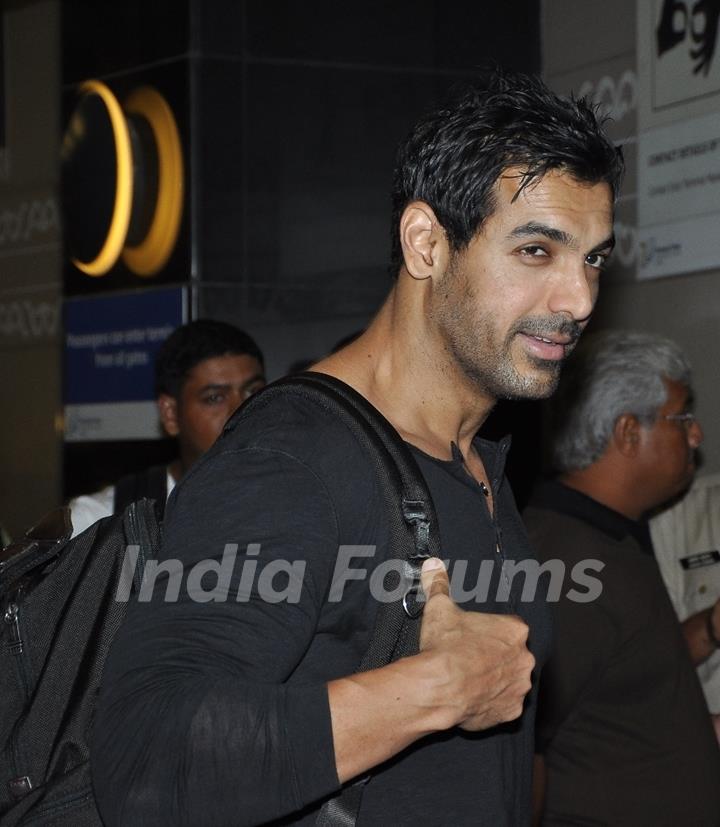 John Abraham was at Mumbai Airport leaving for SAIFTA